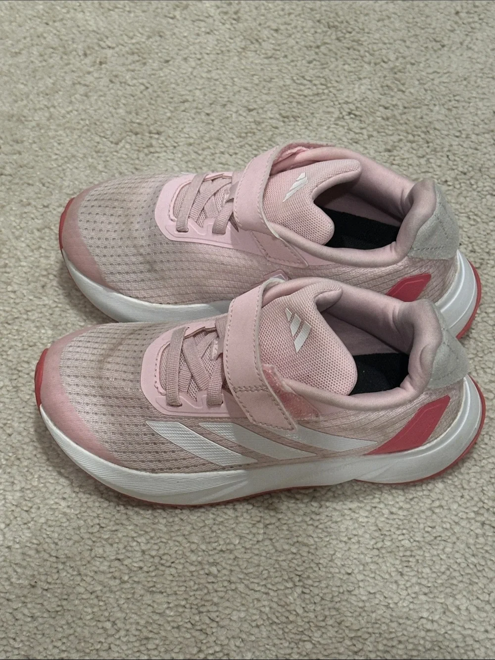 adidas Kids Light Pink Mesh Sneakers with Hook-and-Loop Strap